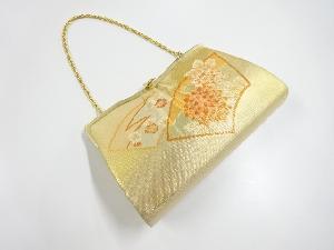 リサイクル　佐賀錦地紙に菊模様織り出し和装バッグ